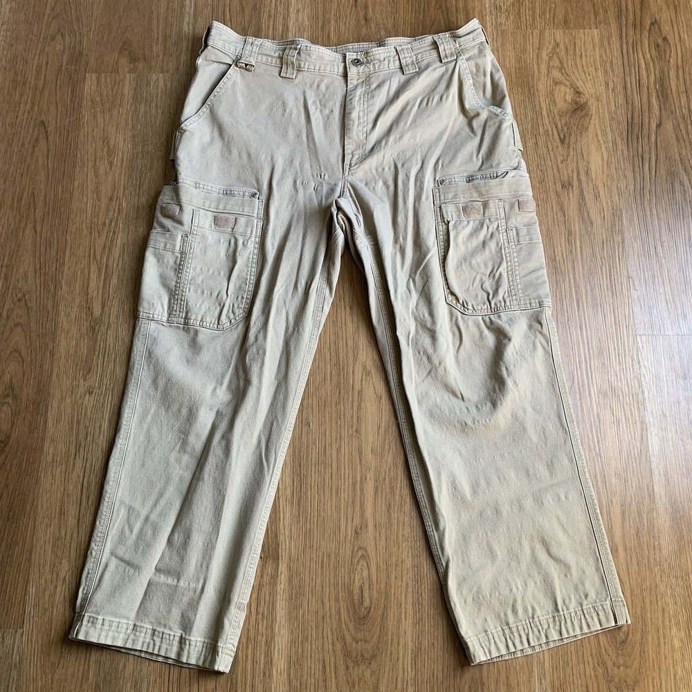 Duluth Trading Co. Fire Hose Pants Mens 40x30 Relaxed Fit Cotton Carpenter Tan